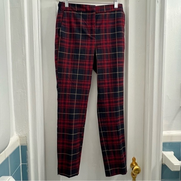Zara Tartan Plaid Skinny Ankle Pant, red plaid size small - Picture 2 of 6